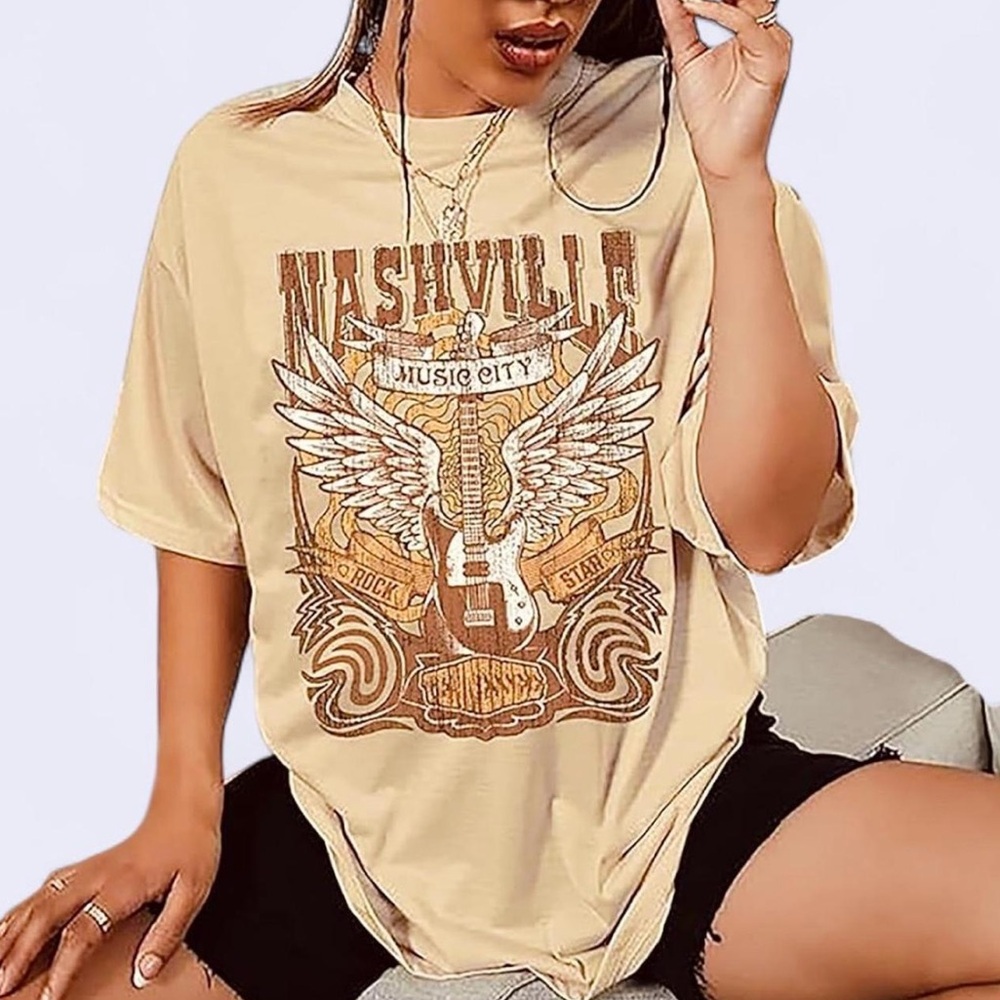 Tan and Brown “Nashville” Oversized T-Shirt